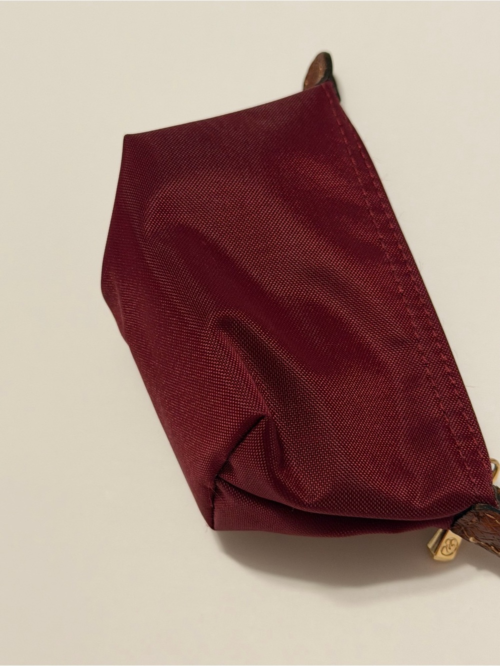 Longchamp Le Pliage Burgundy Nylon Coin purse with Brown Trim - Picture 6 of 9